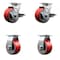 Service Caster Tool Box Caster Wheel Set 4'' Red Poly on Cast Iron Swivel Casters, 4PK TOOL-SCC-20S420-PUB-RS-TLB-2-R-2 - alternate 1